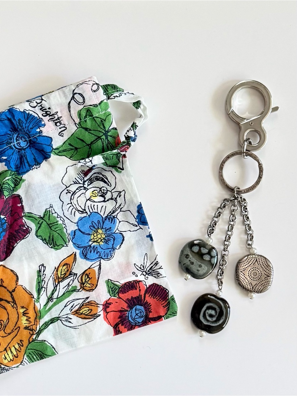 BRIGHTON Kazuri RARE Key Fob Keychain Handcrafted Beads Charms